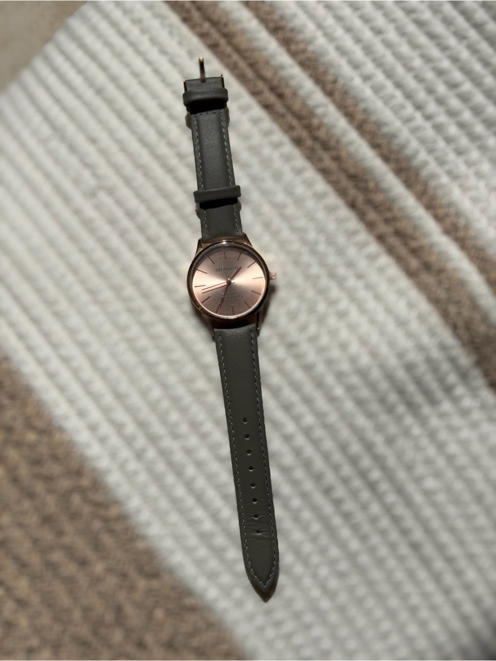 Classic Gray Leather Strap Watch with Rose Gold Dial _ Never been worn